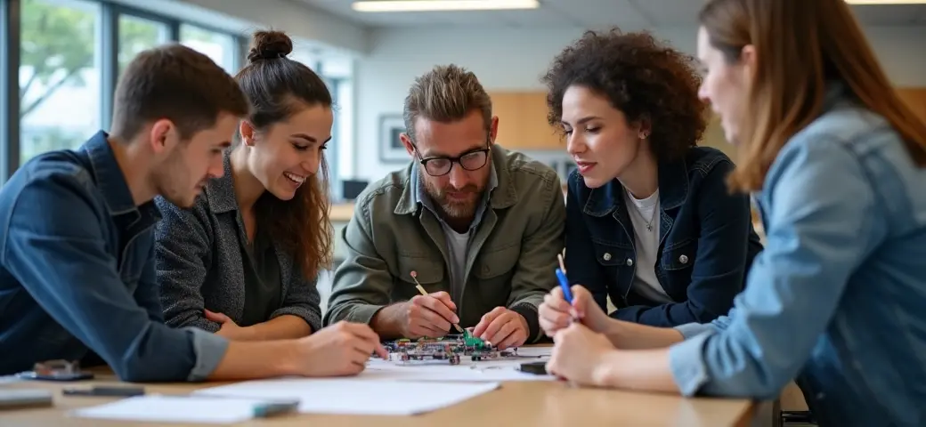 Design Thinking in Aktion - Ein Team arbeitet gemeinsam an einem Prototyp